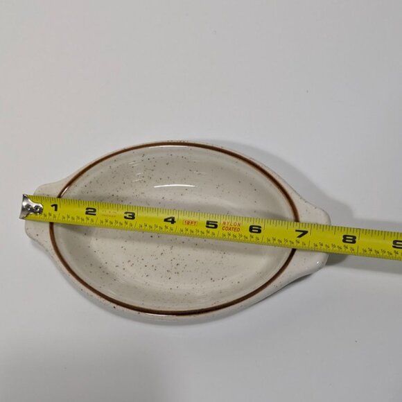 Syracuse Speckled Brown Oval Au Gratin Dish Vintage Ceramic Serving Bakeware - Picture 5 of 6